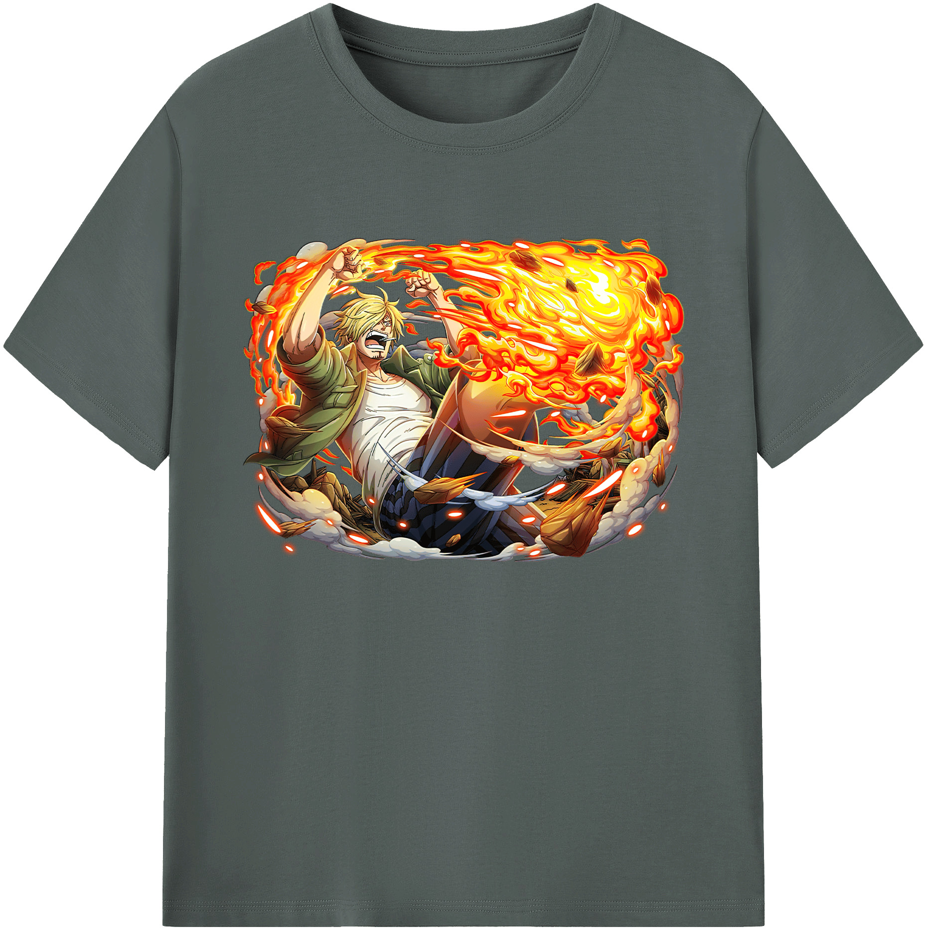 （画像用） ワンピース サンジ ONE PIECE Sanji 綿100％ メンズ半袖Tシャツ｜肌触りやわらか＆通気性